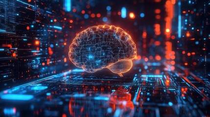 Obraz premium Futuristic digital brain visualisation