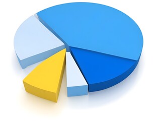 Obraz premium A colorful pie chart with blue, yellow, and white segments