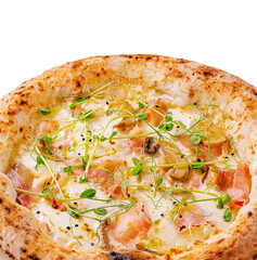 Delicious pizza topped with fresh ingredients and herbs