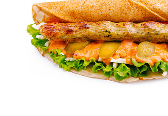 Delicious wrap filled with grilled chicken and fresh vegetables