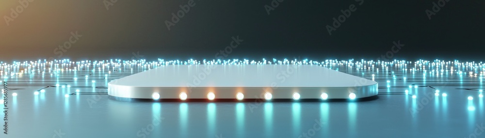 Aufkleber Futuristic Technology Platform with Glowing Lights and Data Flow