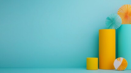 A group of colorful paper fans sitting on top of a table