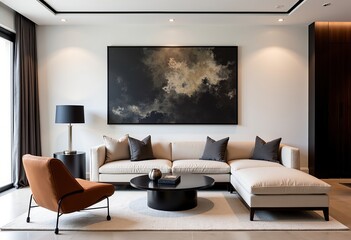 Experience the epitome of luxury lifestyle in this hotel reception, styled after Santa Monica Proper Hotel with taupe and black & white accents, embodying Californian elegance, where a bright white wa