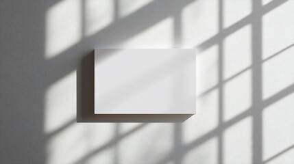 Blank card mockup, sunlight, window shadows, wall, design