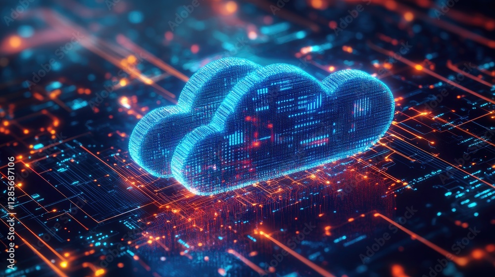 Poster digital cloud computing network data storage server