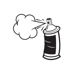 Color spray paint can in flat cartoon style isolated on white background template. Vector illustration of use aerosol or hairspray