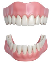 Fototapeta premium A set of teeth, including the upper and lower jaws. The teeth appear to be healthy and well-aligned