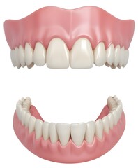 Obraz premium A set of teeth, including the upper and lower jaws. The teeth appear to be healthy and well-aligned
