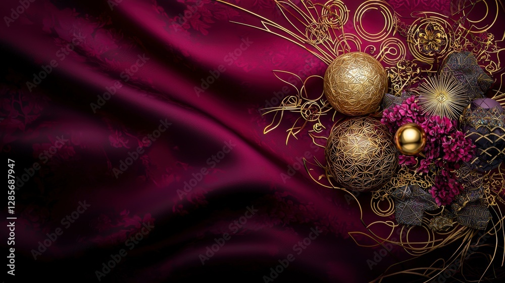 Poster elegant geometric patterns and decorative ornaments thai-inspired art luxurious setting close-up vie