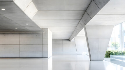 Modern Architectural Design of Spacious Minimalist Concrete Interior : Generative AI