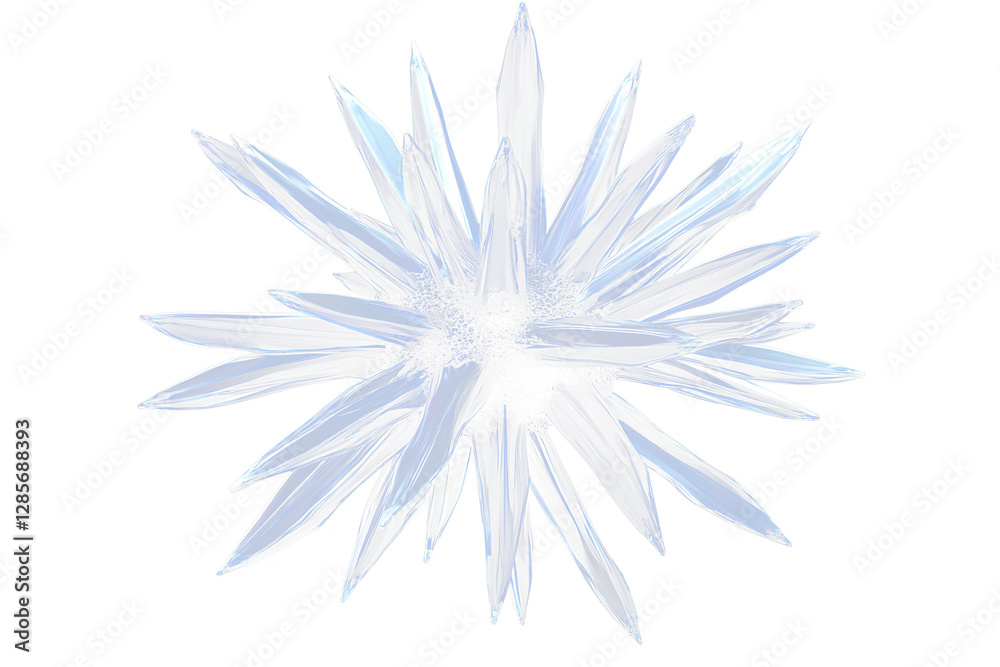 Poster abstract blue crystal structure, sharp points, 3d render.