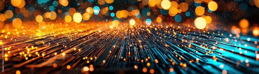 Poster Abstract Background with Glowing Lights and Colorful Bokeh Effects