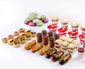Colorful assortment of pastries and desserts on display