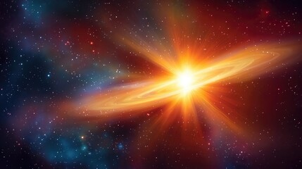 Obraz premium Colorful galaxy with bright supernova explosion and cosmic dust, creating a dreamy and surreal outer space background