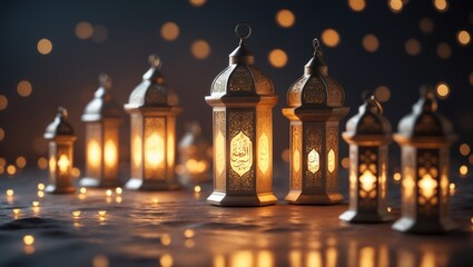 Obraz premium Elegant Illuminated Lanterns for Festive and Decorative Purposes