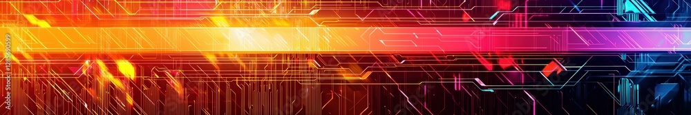 Aufkleber Abstract Digital Background with Colorful Light and Geometric Lines