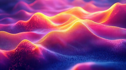 a mesmerizing abstract wave pattern with a vibrant blend of pink, orange, and blue hues. The fluid forms create a sense of depth and movement