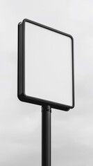 Blank square signpost, outdoor, cloudy sky, mockup