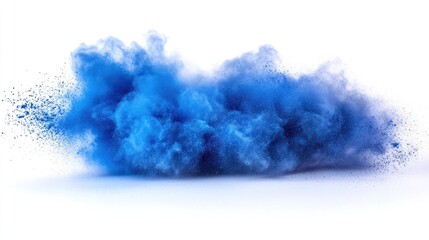 Fototapeta premium Blue powder explosion on white background (8)