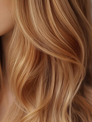 Fototapeta premium Close-Up of Long Luxurious Shiny Blonde Hair with Natural Highlights : Generative AI