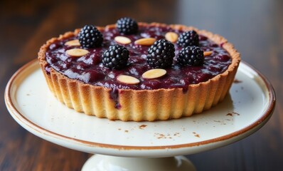 Delicious berry tart with almonds