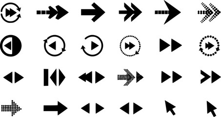 Arrows set of 100 black icons. Arrow icon. Arrow vector collection. Arrow. Cursor. Modern simple arrows. Vector illustration.

