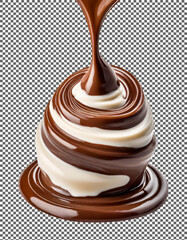 Melted chocolate with milk, Luxurious Swirling Melted Chocolate Stream on transparent background, png, psd

