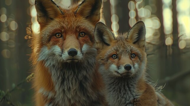 une renarde et ses renardeaux dans la for&Atilde;&ordf;t au printemps HD 8K wallpaper Photographic Image