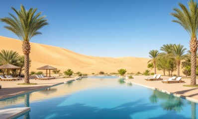 Luxury resort pool in desert