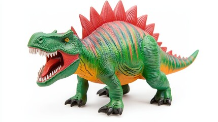 Colorful and Fierce Dinosaur Toy with Spikes, Green and Red Details