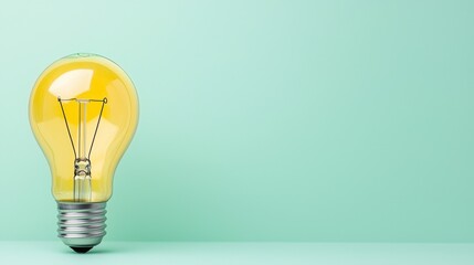 A yellow light bulb sitting on top of a table