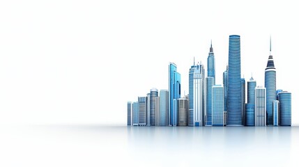 Obraz premium Modern City Skyline with Glass Buildings and Reflections in Blue