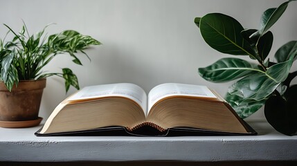 Open Book Plants Shelf Peaceful