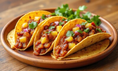 Delicious vegetarian tacos on a plate