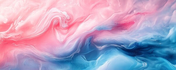 An abstract artwork with vibrant pink and blue swirling smoke patterns, creating a dreamy aesthetic 