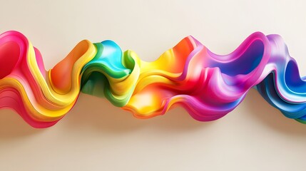 Obraz premium Colorful Wave of Curved Paper Strips in Soft Pastel Background