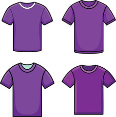 Purple T-Shirt Mockup Vector Set Apparel Templates