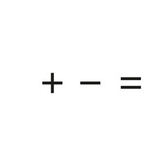 Math plus, minus, multiply, divide symbol vector. Calculator symbol collection. Mathematic symbol set. Math sign icons.