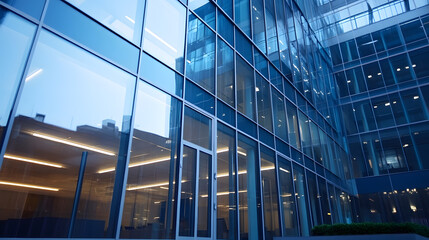 Obraz premium Modern Glass Office Building Exterior With Reflective Windows and Architectural Design : Generative AI