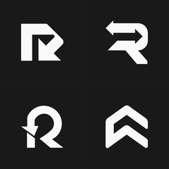 Set of modern simple creative R logo designs