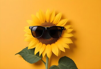 A yellow sunflower wearing black sunglasses