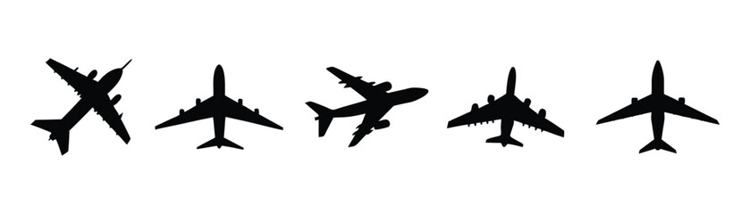 Airplane silhouettes on a white background.