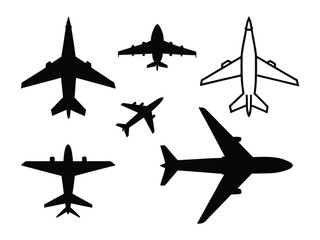 Airplane silhouettes on a white background.