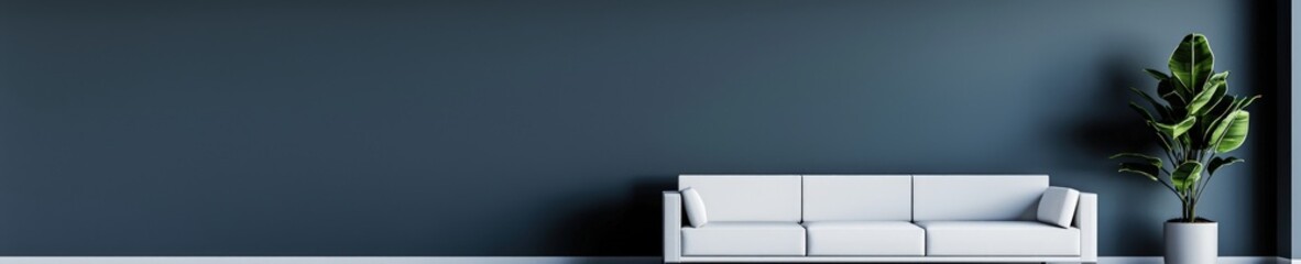 Modern Living Room with Gray Wall and Minimalist Couch Design