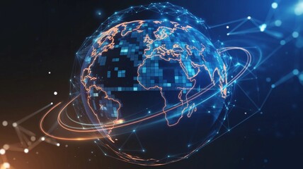 Digital Globe with Network Connections Representing Global Technology and Communication