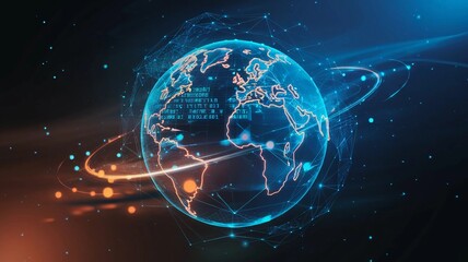 Digital Globe with Network Connections Representing Global Technology and Communication