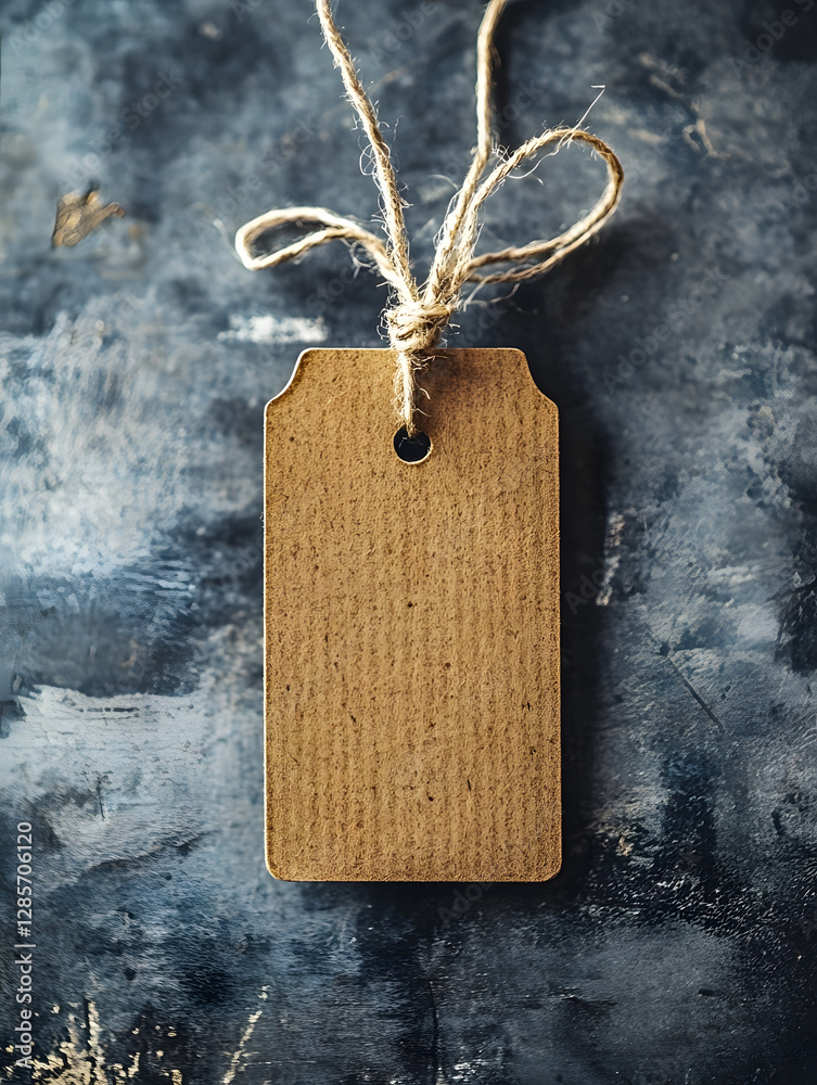 Aufkleber Rustic Cardboard Tag with Twine on Vintage Surface for Creative and Crafty Projects : Generative AI