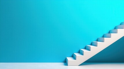 Fototapeta premium Minimalist Staircase in Vibrant Blue and White Interior Architecture Design