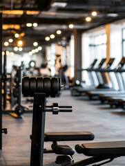 Fototapeta premium Modern Fitness Center with Weight Training Equipment in Bright Setting : Generative AI