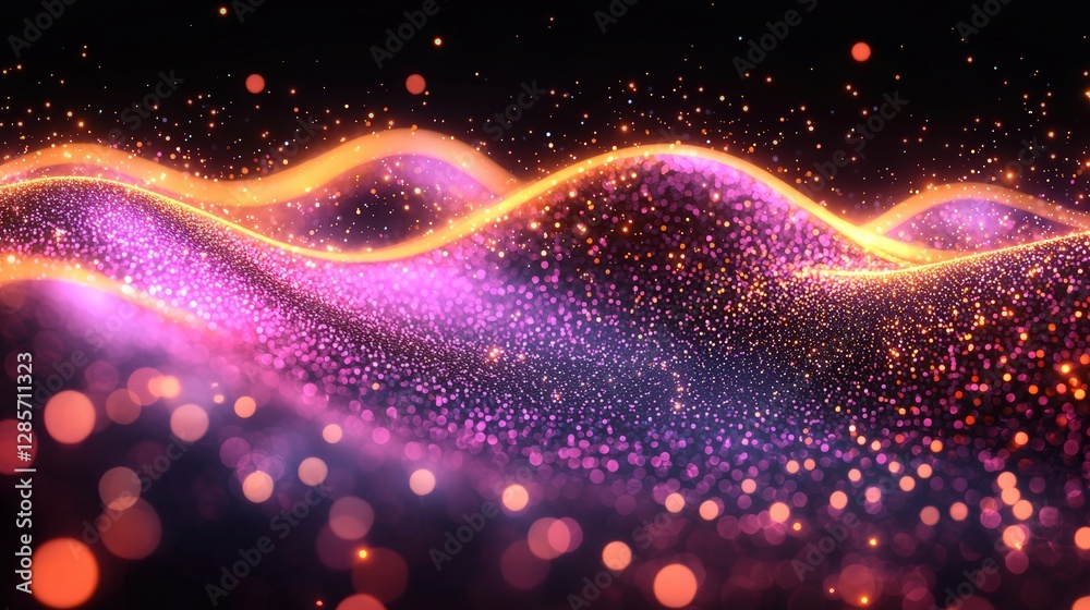 Poster a mesmerizing wave of light flowing across a dark background creating a beautiful visual effect